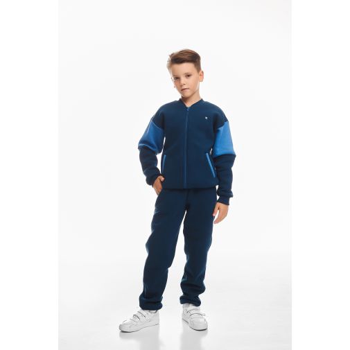 Детский спортивный утепленный костюм Kindamor Little Explorer Blue, флис, на змейке, для мальчика