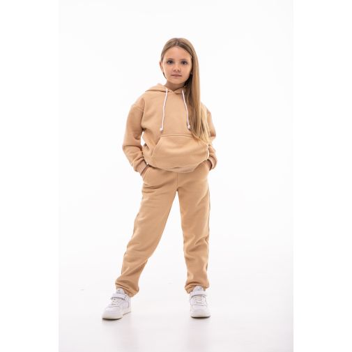 Детский спортивный утепленный костюм Kindamor Warm Autumn Beige для девочки, флис бежевый