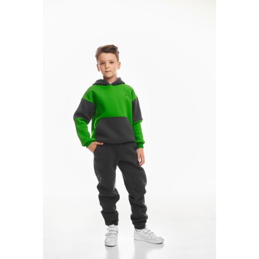 Детский спортивный утепленный костюм Kindamor Active Heat Grey/Green, флис для мальчика