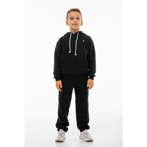 Детский спортивный утепленный костюм Kindamor Warm Autumn Black для мальчика, флис черный