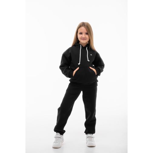 Детский спортивный утепленный костюм Kindamor Warm Autumn Black для девочки, флис черный
