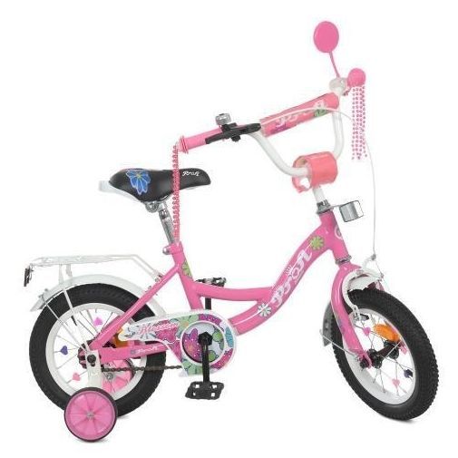 Дитячий велосипед для дівчинки Profi Blossom 12 дюймів з багажником Y12301N, Y12302N