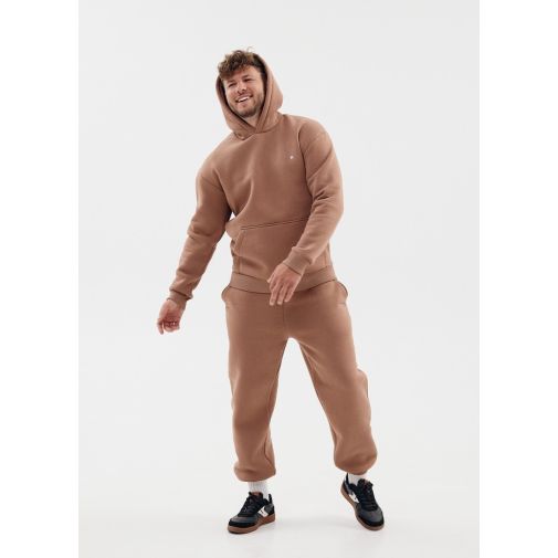 Мужской спортивный костюм на флисе с капюшоном Kindamor Frosted коричневый