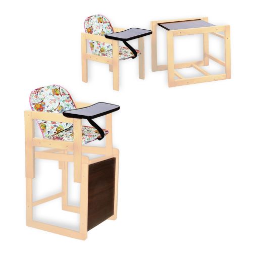 Стільчик для годування дерев'яний без лаку Малятко - мала спинка №13