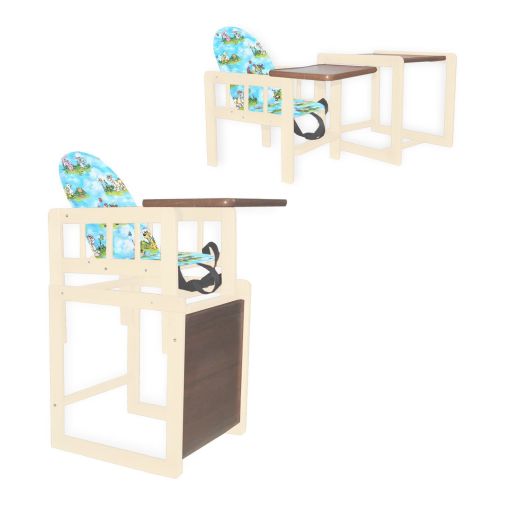 Стільчик для годування дерев'яний без лаку Капітошка - велика спинка №14