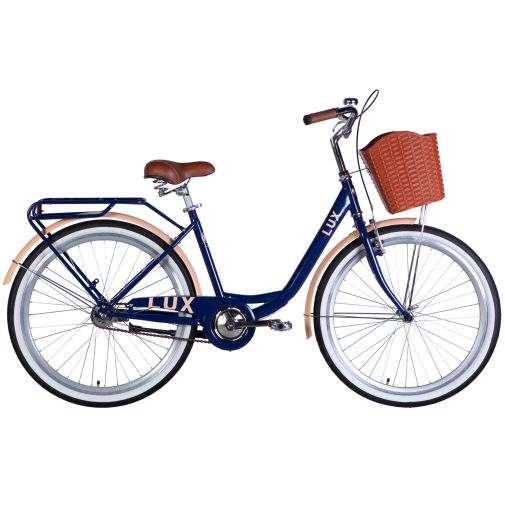 Велосипед городской 26 дюймов Dorozhnik Lux Velosteel 2025 с корзиной и багажником, рама 17"