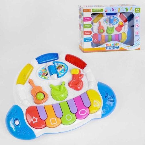 Пианино музыкальное 34523 (12) "ТК Group", УКРАИНСКОЕ ОЗВУЧИВАНИЕ, подсветка, изучение геометрических фигур, мелодии, песенка, сказка, в коробке