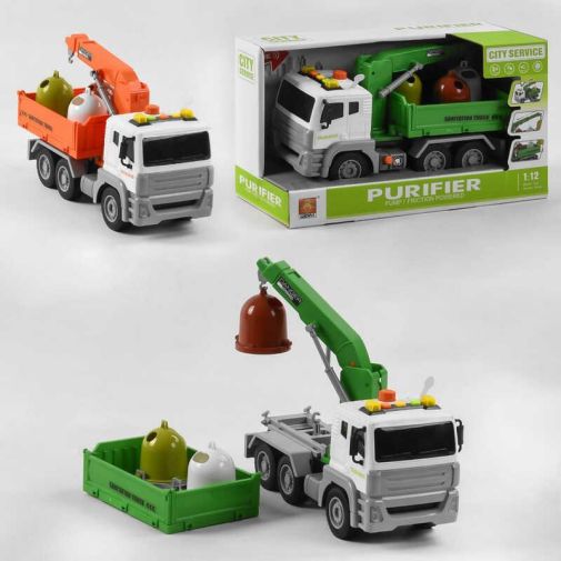 Спецтехника WY 822 A / WY 822 B (18) "Автокран", 2 цвета, на батарейках, инерция, помповый насос, выдвижная стрела, свет, звук, в коробке