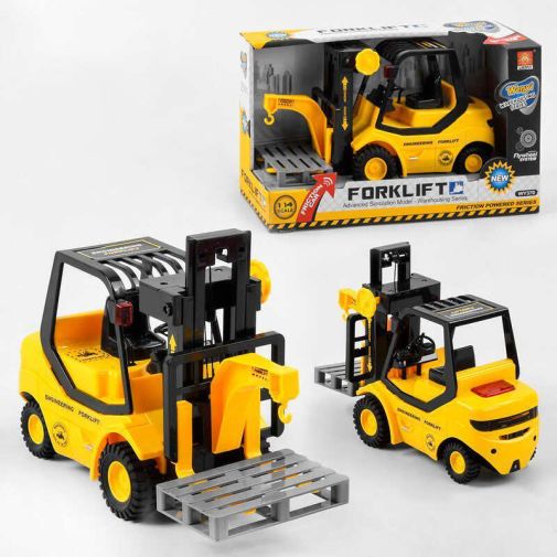 Игрушечный “Вилочный погрузчик”/Спецтехника WY 370 (18)  инерционный, подвижные вилы, поддон, в коробке