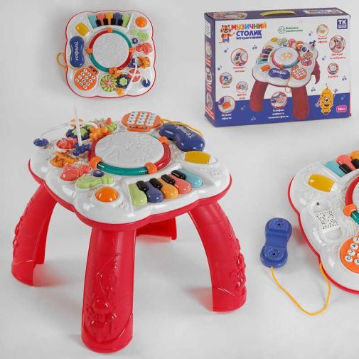 Столик интерактивный 61857 "TK Group" (18) УКРАИНСКОЕ ОЗВУЧИВАНИЕ, подсветка, сказки, песни, звуки, мелодии, барабан, телефон, в коробке