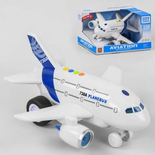 Детский игрушечный самолёт WY 730 А (12) свет, звук, инерционный, фразы на английском языке, на батарейках, в коробке