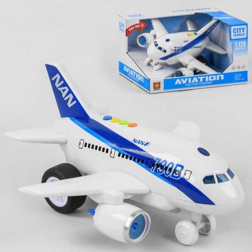 Детский игрушечный самолёт WY 730  B (12) свет, звук, инерционный, фразы на английском языке, на батарейках, в коробке