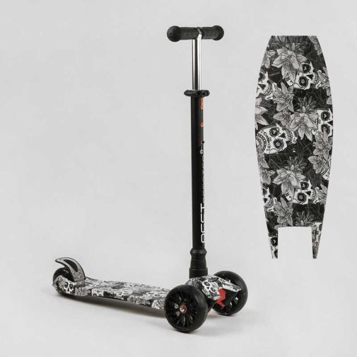Самокат трехколесный MAXI S - 12208 (1) “Best Scooter”, съемный руль, колеса PU со светом, переднее 130х25 мм, задние сдвоенные 80х45 мм, в коробке