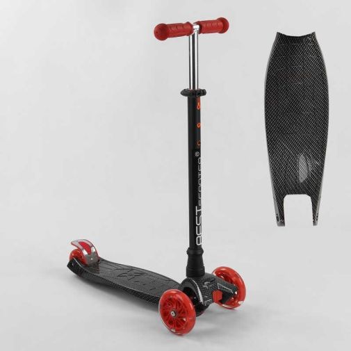 Самокат A 25772 /779-1524 "Best Scooter" (1)  4 колеса PU, СВЕТ, трубка руля алюминиевая, d передних колес =12 см, d задних колес = 8 см, в коробке