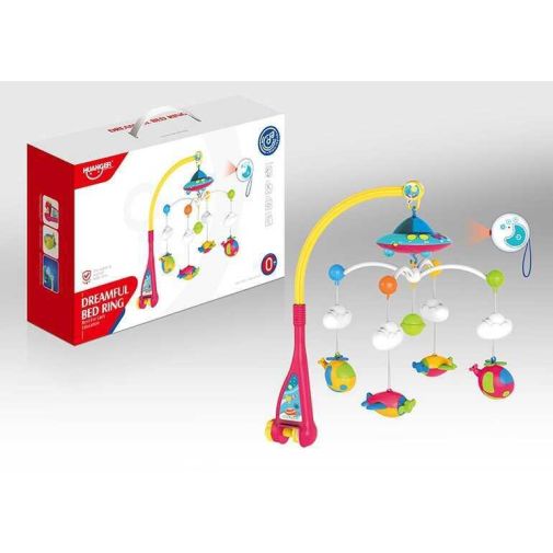 Карусель музыкальная НЕ 0304 (24/2) на батарейках, световая проекция, 4 подвески, пульт д/у, в коробке