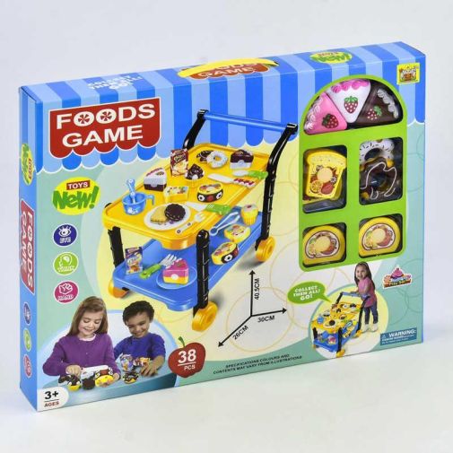 Игровой набор "Сладости" 36778-86 (24/2) с сервировочным столиком, продукты на липучках,  в коробке