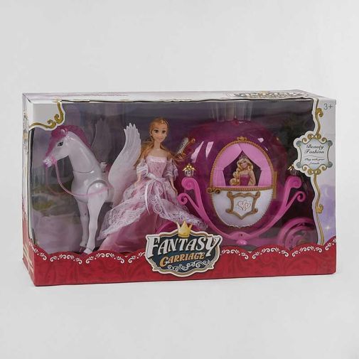 Карета 315 А (6) карета с подсветкой, пегас ходит, издает реалистичные звуки, кукла, в коробке