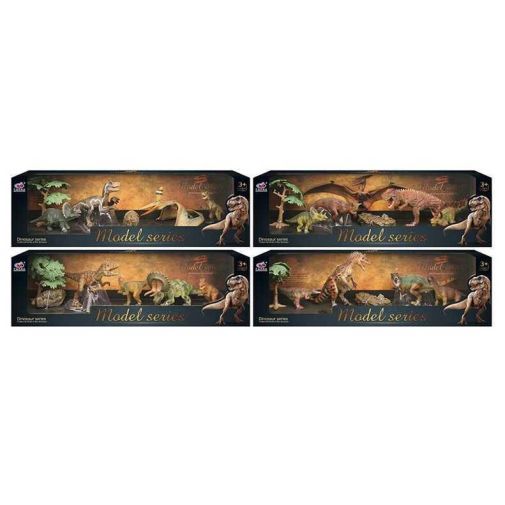 Набор динозавров Q 9899 Q 3 (24) 4 вида, 7 элементов, 5 динозавров, 2 аксессуара, в коробке