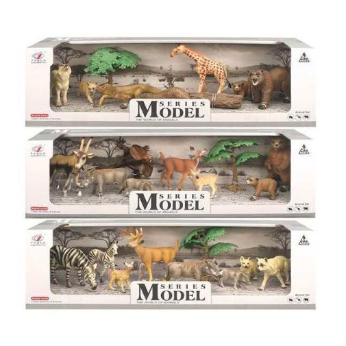 Набор животных Q 9899 D 13 (24/2) "Дикие животные", 3 вида, 9 элементов, в коробке