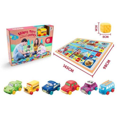 Набор виниловых машин JZD - 077 (24/2) коврик для игры, 6 машинок, в коробке