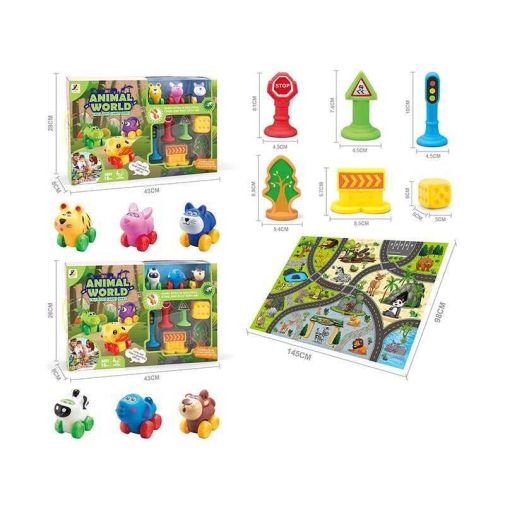 Набор машин JZD - 110 (12) 2 вида, игровой коврик 145х98 см, 3 машинки, декорации,  в коробке