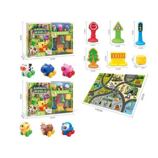 Набор машин JZD - 111 (12) 2 вида, игровой коврик 145х98 см, 3 машинки, декорации,  в коробке