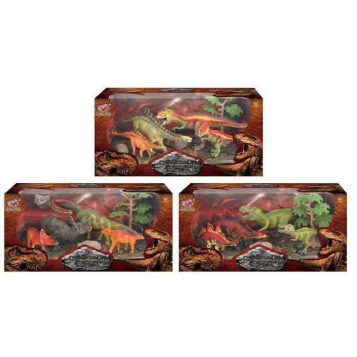Набор динозавров Q 9899-224 (12/2) 2 вида, 7 элементов, 4 динозавра, 3 аксессуара, в коробке