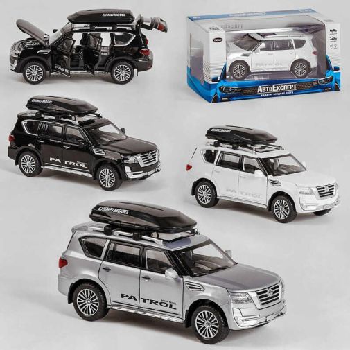 Машинка игрушечная-джип Nissan "Patrol" (ниссан патрол)/ТК - 6505 (32)  "Авто Експерт", 3 цвета, металлопластик, 1:32, свет, звук, инерция, открывающаяся дверь, багажник, капот, в коробке (серая, белая, черная)