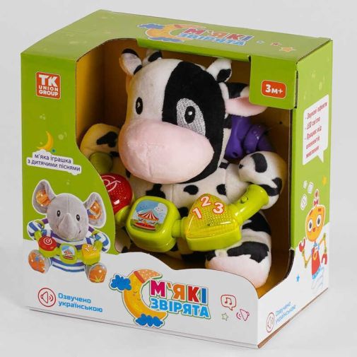 Мягкая погремушка "TK Group" 43122 (36) УКРАИНСКОЕ ОЗВУЧИВАНИЕ, «Коровка», песни, световые и звуковые эффекты, в коробке