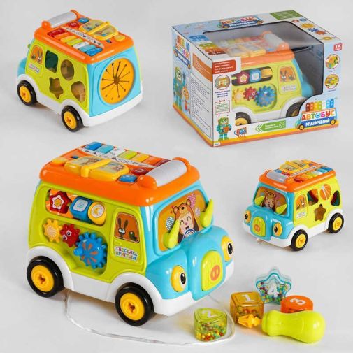 Музыкальный автобус 67159 "TK Group" (12) УКРАИНСКОЕ ОЗВУЧИВАНИЕ, подсветка, песни, цифры, ноты, мелодии. сортер, отвертка, каталка, в коробке