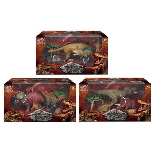 Набор динозавров Q 9899-202 (24/2) 3 вида, 6 элементов, 4 динозавра, аксессуары, в коробке