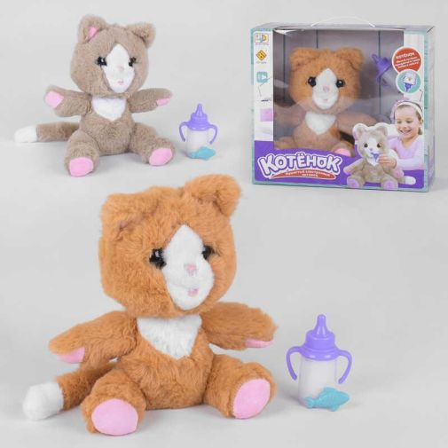 Кошечка интерактивная JD-R 9903 (24/2) 2 цвета, издает звуки, говорит на русском языке,  в коробке