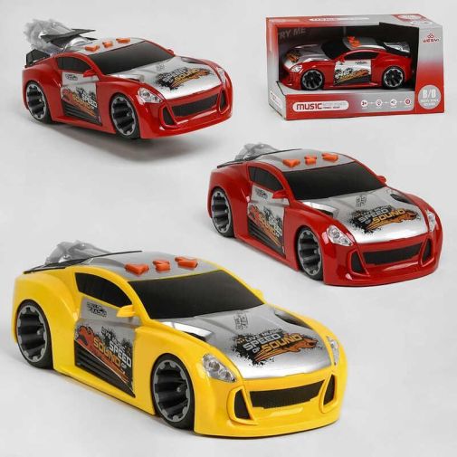 Машина музыкальная WY 102 A/B (24) 2 цвета, подсветка, музыка, активация турбо ракеты, автоматическое ускорение колес, в коробке