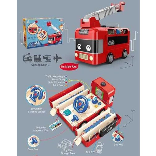 Машина музыкальная 265-1 (18)  свет, звук, функциональные кнопки, съемная лестница, в коробке