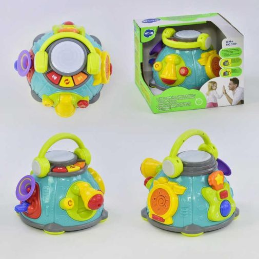 Музыкальный центр Караоке 3119 (12) "Hola" музыкальные инструменты, мелодии, звуки, микрофон, английская озвучка, в коробке