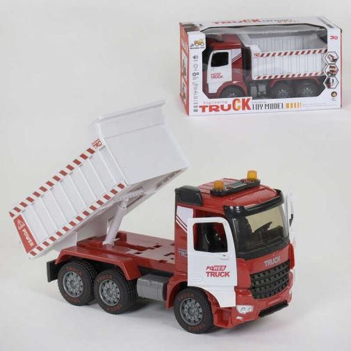 Игрушечный детский грузовик/Самосвал музыкальный H 998-36 (16) инерционный, на батарейках, подъемный кузов, свет, звук, в коробке