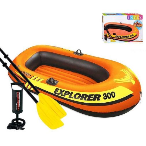 Intex Лодка 58332 NP (3) треёхместная+ пластиковые вёсла и ручной насос, 211х117х41см