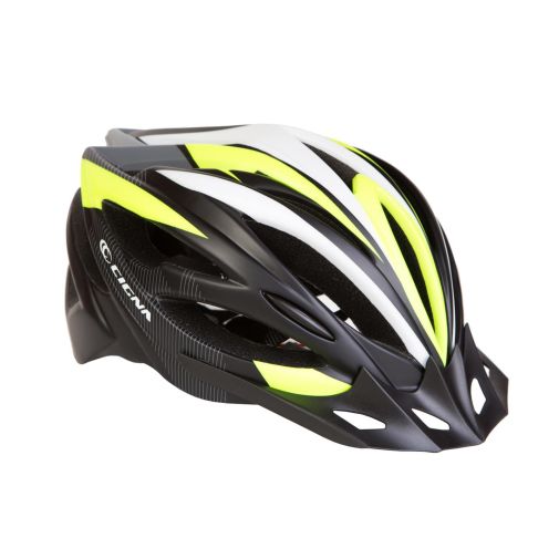 Шолом велосипедний з козирком CIGNA WT-068 чорно-біло-салатний М (54-57см)