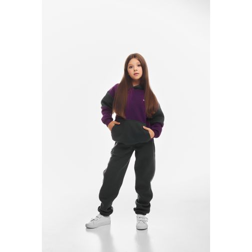 Детский спортивный утепленный костюм Kindamor Active Heat Grey/Purple, флис для девочки