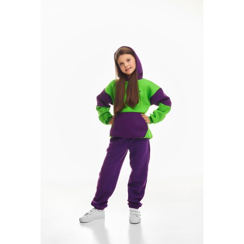 Детский спортивный утепленный костюм Kindamor Active Heat Purple/Green, флис для девочки