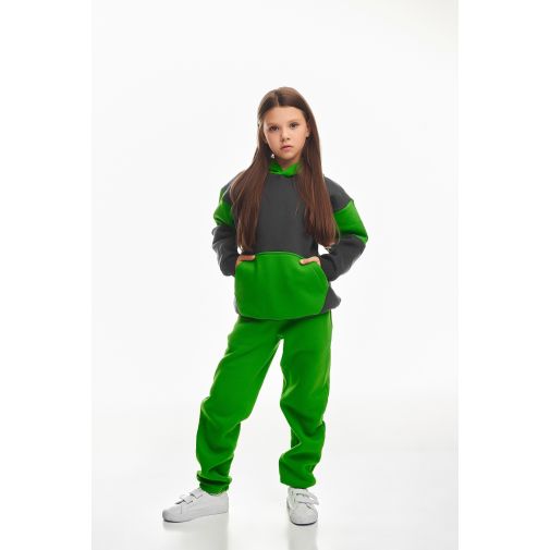 Детский спортивный утепленный костюм Kindamor Snug Princess Green/Grey, фліс для девочки