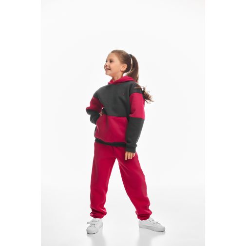 Детский спортивный утепленный костюм Kindamor Snug Princess Crimson/Grey, флис для девочки