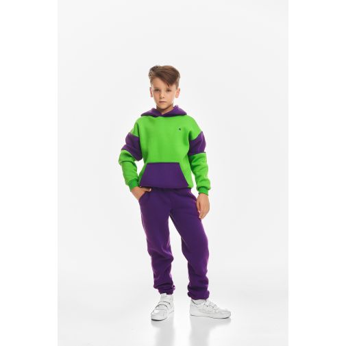 Детский спортивный утепленный костюм Kindamor Active Heat Purple/Green, флис для мальчика