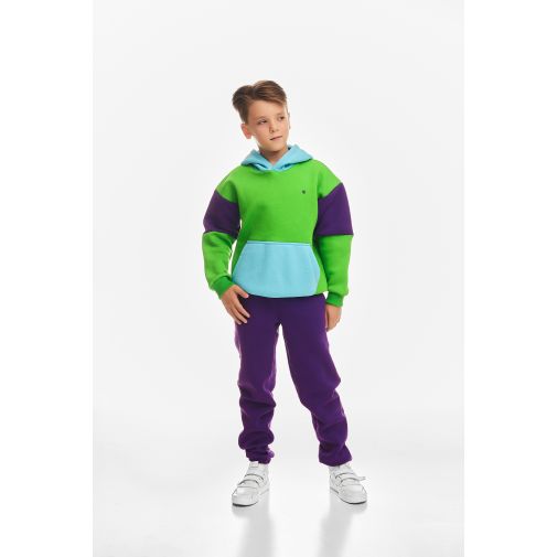 Детский спортивный утепленный костюм Kindamor Cozy Champion Purple/Green, флис для мальчика