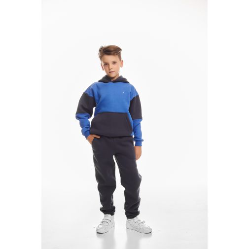 Детский спортивный утепленный костюм Kindamor Cozy Champion Black/Blue, флис для мальчика