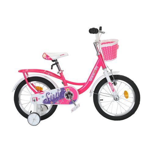 Дитячий велосипед для дівчинки 16 дюймів SPACE KID SUN BH 2024 з корзиною, з крилом