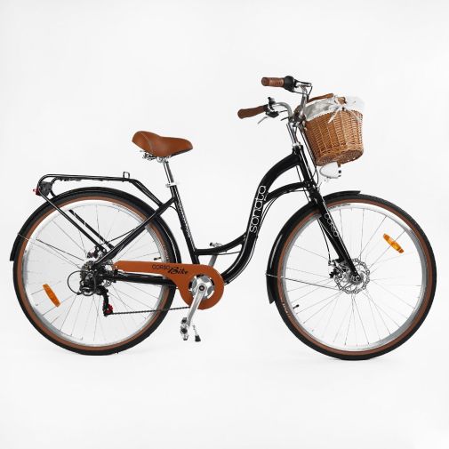 Велосипед городской Corso Sonata 28 дюймов с корзиной и багажником, рама 18"