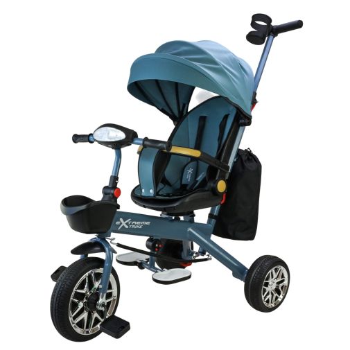 Дитячий триколісний велосипед Extreme Trike з батьківською ручкою, PU колеса, музична фара