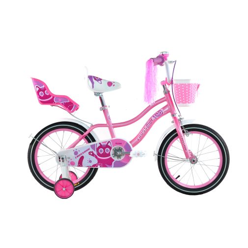 Детский велосипед для девочки 16 дюймов Crossride Rose с корзиной и багажником для куклы