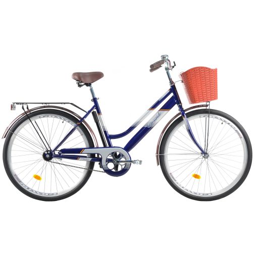 Велосипед городской 28 дюймов Crossride Comfort D с корзиной и багажником, рама 20"